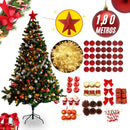 Arvore Natal 1,80m 500 Galhos Decorada Enfeitada Pinheiro Luxo Completa +80 Enfeites